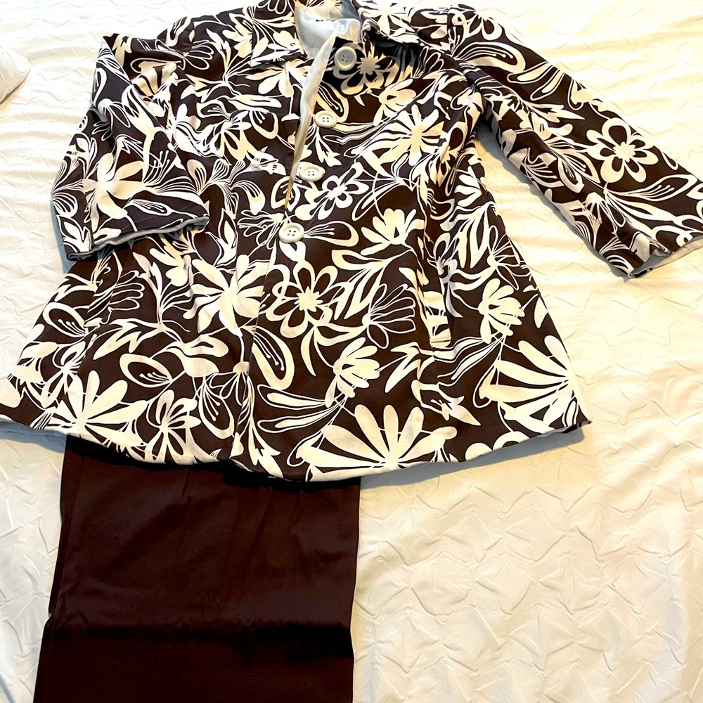 NYP Suits Brown and White Pant Suit Size 12